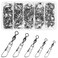 OROOTL Fishing Swivels with Snap Kit, 100pcs Barrel Swivel with Safety Snaps Black Nickel Fishing Snap Swivels Connector Fishing Tackle Accessories