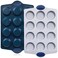 BRONYPRO Ceramic Muffin Pan, 12-Cup Nonstick Aluminized Steel Cupcake Pans, Healthy Non-Toxic Ceramic Coating Muffin tin, 2 Pack Cup Cake Pans for Baking Blue