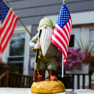 Redwix Military Garden Gnome with Guns Outdoor 11", US Army Gnomes Garden Decorations, Garden Statues Outdoor Clearance, Patriotic Gnome, Army Gnome
