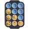 BRONYPRO Silicone Muffin Pan with Metal Frame, Egg Bite Molds for Baking, Cupcake Pans 12 Regular Size, Muffin Tins Easy to Pop Nonstick Non Toxic Bakeware for Oven,Blue