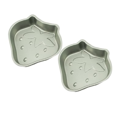 Cabilock 2 Pcs Mini Cake Pan Strawberry Shaped Muffin Baking Tray Pastry Non- Stick Bakeware Cupcake Pan for Home Kitchen Silver