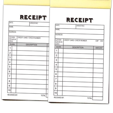 2-Pack Receipt Pad, Sales Receipt Form, Order Book, Invoice Booklet for Small Boutique Business, 3.4"x5.5" Handheld, 100 Sets Carbonless-White/Yellow.