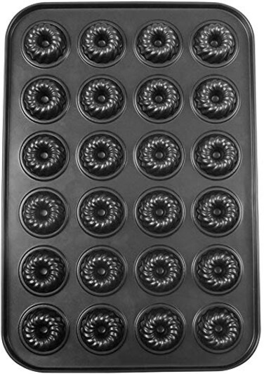 Webake Mini Fluted Tube Cake Pan, 24-Cup Non-stick 1-3/4" Bite Size, Bundtinis Petite Fluted Cake Mold Heavy Gauge Carbon Steel