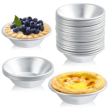 Milkary 25 Pack Egg Tart Molds, Puto Molder Cookie Steamer Dessert Molds, Small Aluminum Nonstick Pans Pie Molds for Baking Pies Cupcakes Mini Cakes Puddings Jellies