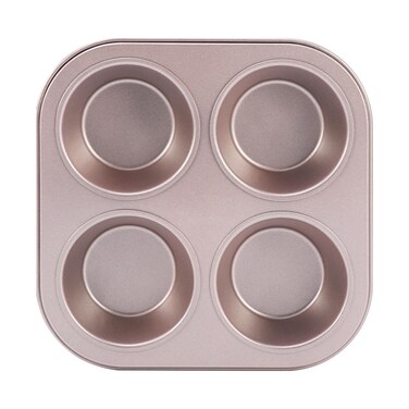 4 Cup Muffin Pan Baking Tray- Non-Stick Cupcake Tin Mold - Carbon Steel Cake Mould For Home, Cafe Bar and Restaurant(champagne)