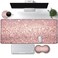 Large Gaming Mouse Pad, Extended Waterproof Desk Pad Protector (31.5" x 11.8") Ergonomics Memory Foam Mouse Wrist Rest Support, for Home Office Laptop Easy Typing, Pink Gilt XXL Pink Mouse Mat