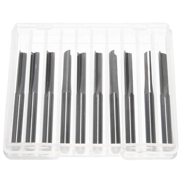 YUENTOEN CNC Router Bit - 10Pcs 1/8 Inch Straight Router Bits Set, 2 Flute Double Edged Tungsten Steel Milling Cutter, Woodworking Grooving Carving Engraving Tools for PVC, Board, Wood, MDF, Acrylic