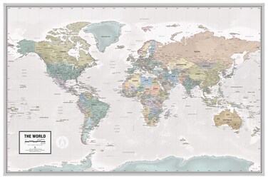 Laminated World Odyssey Map Poster   Executive Style Map   Includes The Most Legible Location Labels   36&rdquo; x 24&rdquo;   Shipped Rolled in a Tube, Not Folded   Great for The Home or Classroom