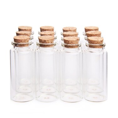 Danmu 30ml 1.18" x 2.75" Potion Bottles,Glass Bottles with Cork Stopper,Mini Glass Bottles,Small Glass Jars for Wedding Favors,Halloween Decorations,Baby Shower,Party Favors(12Pcs)