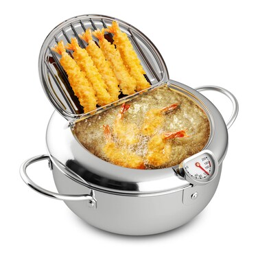 Deep Fryer Pot, Mini Deep Fryer, Frying Pot, Fryer Pot, Deep Frying Pot, Mini Fryer, Fry Pot, Japanese Frying Pot, Stainless Steel Deep Fryer, Stove Top, Tempura Pot, Japanese Pot, Fryer Pan, with Lid