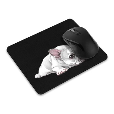 Non-Slip Rectangle Mousepad, WIRESTER French Bulldog Dog Lying Down Looking Up Mouse Pad for Home, Office and Gaming Desk