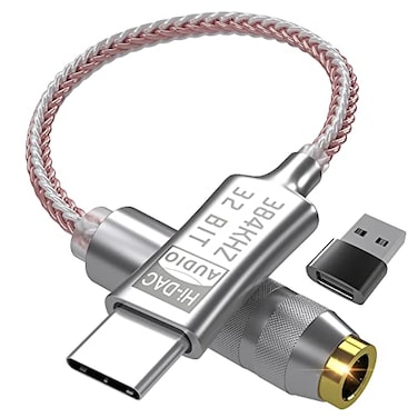 USB C DAC [♪Hi-Res 32bit 384KHz♪] USB C to 3.5mm Audio Adapter with ALC5686 Chip, USB C Headphone Adapter, USB to 3.5mm Jack Audio Adapter, 3.5mm to USB C, USB C to Headphone Jack for Type C Devices