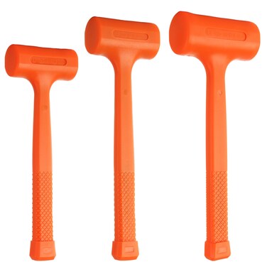 Acrux7 Dead Blow Hammer Set of 3 1Lb 2LB 3LB Orange Rubber Dead Blow Mallet Hammer with Non Slip Handle, Spark and Rebound Resistance, Shockproof Design, No Rebound Dead Blow Hammer