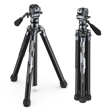 ULANZI F38 Video Travel Tripod, 61.4" Lightweight Carbon Fiber Camera Tripod with Quick Release 1/4" Screw &amp; Video Head, for Most Cameras/DSLR/Projector, Weight 2.38lbs, Maxload 22lbs