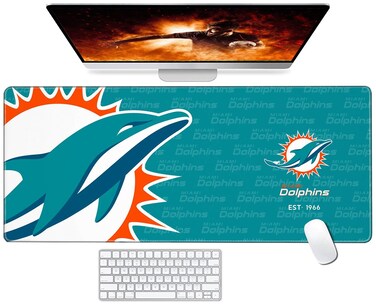 Malogtan Stitched Edges Mouse Desk Pad,Large Gaming Mouse Pad for Laptop Computer Desktop Keyboard,Light Green Design Mat for Football Sport Fans Mousepad