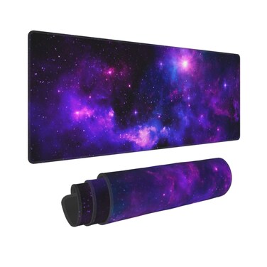 Large Gaming Mouse Pad XL, Galaxy Full Desk Mousepad with Stitched, Long Non-Slip Base Keyboard Pad with Space, Extended PC Laptop Computer Mat Gifts for Men Office Decor, (Purple, 31.5 * 11.8 in)