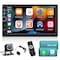 7 inch Double Din CarPlay Car Stereo with Car Play and Android Auto, 7inch Touch Screen Radio with Mirror Link/SWC/Bluetooth/FM Radio + Reverse Camera+ Remote Control