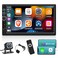 7 inch Double Din CarPlay Car Stereo with Car Play and Android Auto, 7inch Touch Screen Radio with Mirror Link/SWC/Bluetooth/FM Radio + Reverse Camera+ Remote Control