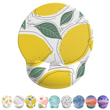 eulps Mouse Pad Wrist Support, Ergonomic Gel Mouse Pad with Wrist Rest, Comfortable Computer Mouse Pad for Laptop, Pain Relief Mousepad with Non-Slip PU Base (Lemon)