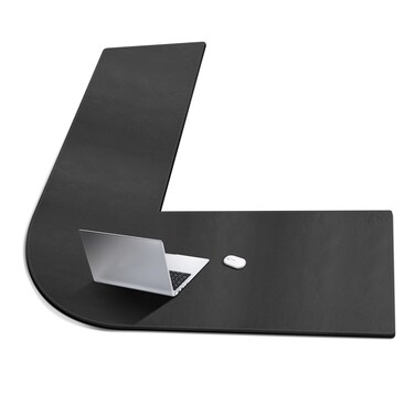 Cacoy 51" x 55" L-Shaped Desk Mat, PU Leather Corner Desk Pad Blotters, Office Large L Shaped Mouse Pad for Desk, Waterproof Office Computer Desk Mats on The top of Desks, Black
