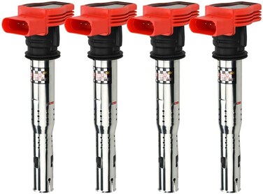High Performance Ignition Coils - 10% More Energy Compatible with Volkswagen VW Audi Vehicles 2004-2016 OEM #06E905115E 06E905115F 07K905715F 06H905115B Set of 4