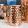 Copper Moscow Mule Mugs Handcrafted of 100% Pure SOLID Copper - Straight Hammered Finish - RAW Copper Interior - Authentic and Strong Riveted Handle - Premium Copper Cups - Holds 16oz (Hammered)