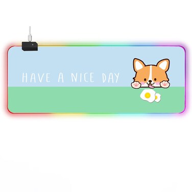 RGB Large Gaming Mouse Pad, Extended Mouse Pad with 12 Lighting Effects, Water Proof Mutispandex Surface, Non-Slip Rubber Base, 80x30 cm / 31.5&times;11.8 in (Cat)