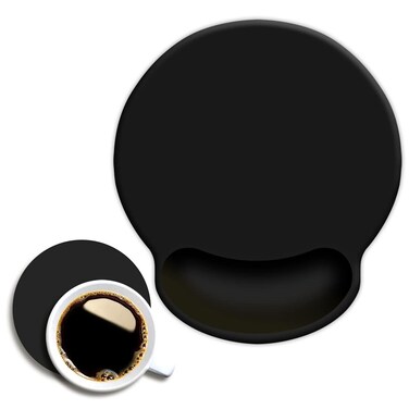 DOOKE Ergonomic Mouse Pad with Wrist Support,Wrist Pad with Coaster Non-Slip Rubber Base for Computer,Laptop,Home Office Gaming,Working,Easy Typing &amp; Pain Relief,Black