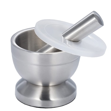 ONEREED Pill Crusher, Stainless Steel Mortar and Pestle with Anti Slip Base for Grinding Herbs Spices, Kitchen Spices Herbs Pesto Grinder(Small)