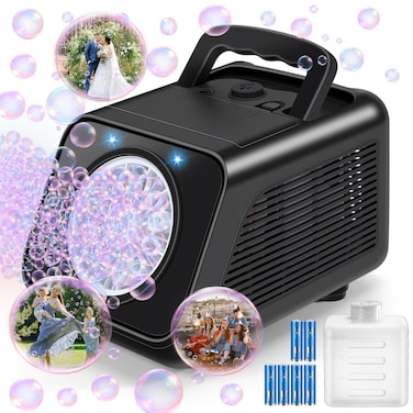 Bubble Machine Automatic Bubble Blower for Kids: Battery Operated Bubble Maker for Toddlers 1-3   20000+ Bubbles Per Min Contain 6 AA Battery   Outdoor Toys for Parties Birthday Wedding
