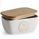 Getstar Ceramic Butter Dish with Acacia Lid for Countertop, Silicone Sealing, Farmhouse Kitchen Counter Decor, Large Butter Keeper Container (6.5&rdquo;x4&rdquo;)