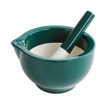 Porcelain Mortar and Pestle Spice Garlic Herb Grinder, Mixing Grinding Bowl Crusher Set, Restaurant Kitchen Tools-Green