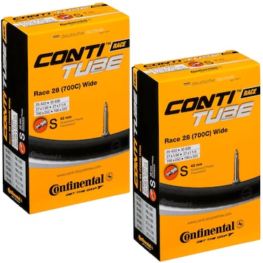 Continental Race 28" Wide 700x25-32c Inner Tubes - 42mm Presta Valve (Pack of 2 w/Conti Sticker)