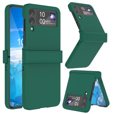 Designed for Z Flip 4 Case with Hinge Protection, Samsung Flip 4 Case,Slim and Thin Full Protective Shockproof Phone Cover Case for Galaxy Z Flip 5G(2023)-Dark Green