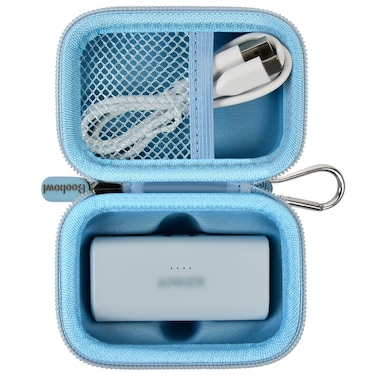 Boobowl Case Compatible with Anker Nano Portable Charger Power Bank, 5,000 Mah, with Built-in Lightning Connector, Charging Battery Pack Storage Holder for amelema/for LanLuk/for Feob (Box Only)-Blue