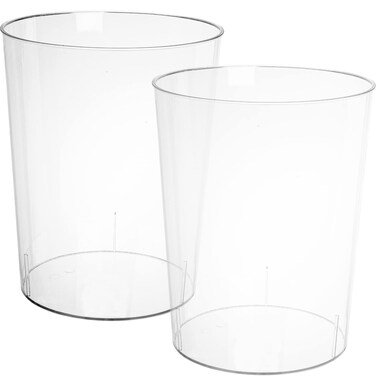 Okllen 2 Pack Plastic Waste Basket, Clear Round Trash Can Small Wastebasket Garbage Container Bin for Bathroom, Bedroom, Kitchen, Home, Office, 7.3" x 8.5" x 10.6