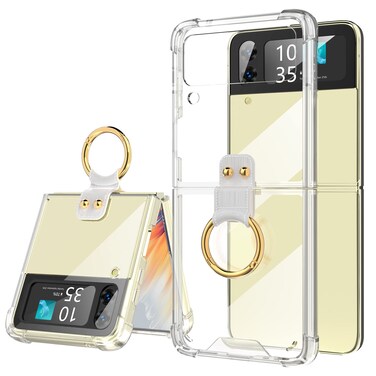 Designed for Samsung Galaxy Z Flip 4 Case Clear with Ring, Anti-Fall Shockproof Protective Phone Cover Case Compatible with Galaxy Z Flip 4 Case 5 G 2022 (Clear)