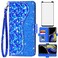 Asuwish Phone Case for Samsung Galaxy Note 9 Wallet Cover with Screen Protector and Wrist Strap Flip Credit Card Holder Bling Glitter Stand Cell Galaxies Note9 Gaxaly Glaxay Not S9 Women Girls Blue