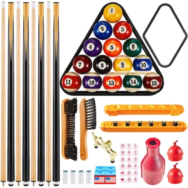 Jenaai 51 Pcs Pool Table Accessories Billiards Accessories 16 Pcs Billiard Pool Balls 4 Set Pool Sticks Triangle Diamond Ball Holder Cue Chalks Pool Cue Tip Pool Table Brush Set, Gift for Christmas