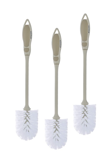 Superio Beige Toilet Brush Heavy Duty Durable Bristles with Long Handel Comfort Grip
