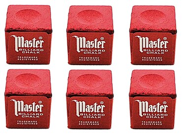 Master Set of 6 Red Billiard Pool Cue Chalk