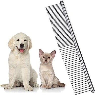 Dog Combs for Grooming, Metal Cat Comb for Removing Tangles and Knots, Professional Grooming Tool for Long Haired Dog, Cat and other pets