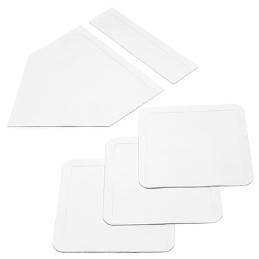 Bkkack Baseball &amp; Softball Base Set 5 Piece Rubber Field Bases for Kids &amp; Adults Throw Down Bases for Baseball, Softball, Teeball, Kickball, Backyard, Practice (5pcs-White)
