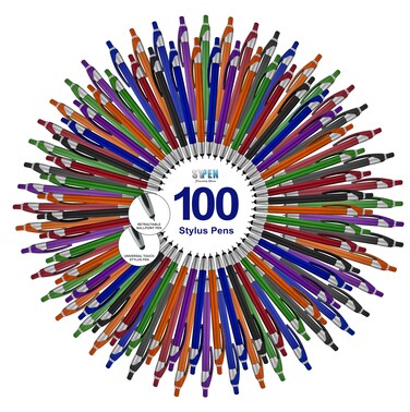 Stylus with Ball Point Pen for iPad iPhone, iPod Touch, Motorola Samsung Galaxy Asus (100 Pack)