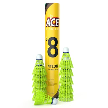 Ace Badminton Birdies, Badminton shuttlecocks, 12 Pcs Set shuttlecocks for Badminton Outdoor, Birdie Balls Nylon Feather with Strong Cork Head, Sturdy and Well-Balanced.