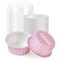 25PCS Round Mini Loaf Pans with Lids,Mini Cake Pans with Lids,Disposable Ramekins Baking Cups Muffin Tins Cupcake Cups for Birthday Party Wedding,5oz (Pink)