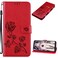 CCSmall for Samsung Galaxy S22 Ultra (Not S22) Wallet Case for Women, Rose Flower Cover with Credit Card Holder Cash Pockets [Wrist Strap] Flip Phone Case for Samsung Galaxy S22 Ultra RS Red