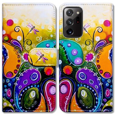 Bcov Samsung Galaxy Note 20 Ultra 5G Leather Flip Case, Colorful Dragonfly, Card Slot, Kickstand, Magnetic, for Note 20 Ultra