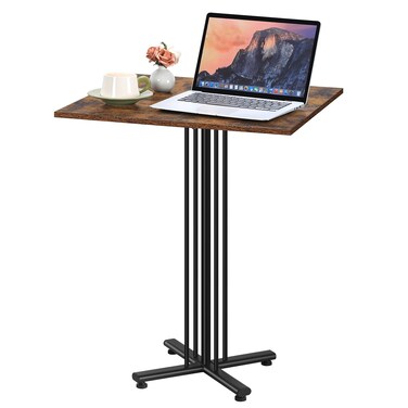 Ebeneze Dining Table for 2, Small Kitchen Table with A Table Cover, 23.6" Square Kitchen Table, Farmhouse Kitchen Table with Stable Base, Living Room, Cafe, Balcony, Bistro Table, Rustic Brown