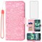 Asuwish Compatible with Nokia 6.2/7.2 Wallet Case and Tempered Glass Screen Protector Card Holder Stand Magnetic Leather Flip Cell Accessories Phone Cover for Nokia6.2 Nokia7.2 Women Men Rose Gold